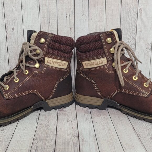 CAT Paisley 6" Steel Toe Work boot Tawny Brown Leather Women's 10 Wide width - Picture 7 of 14